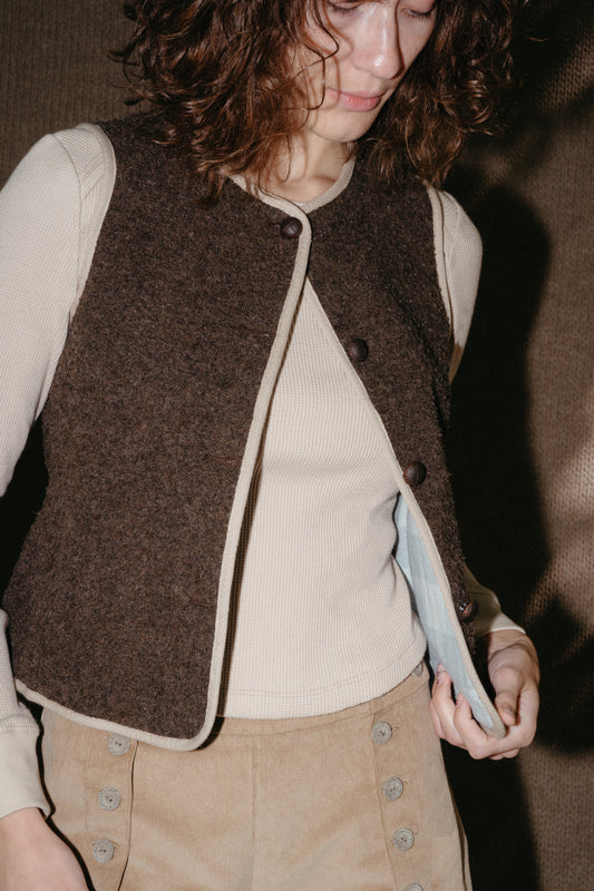 CASENTINO WOOL VEST - ESPRESSO