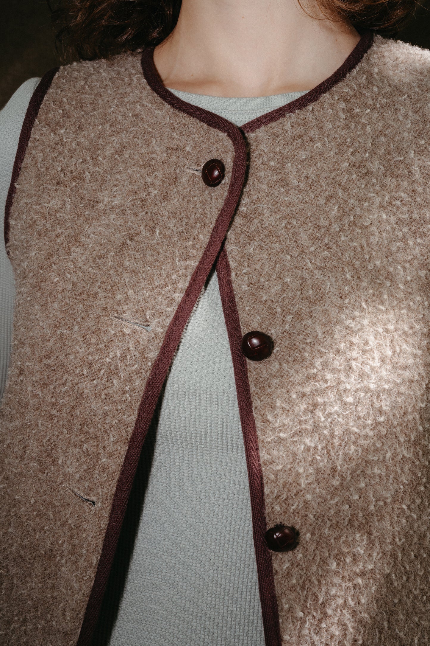 CASENTINO WOOL VEST - COCOA