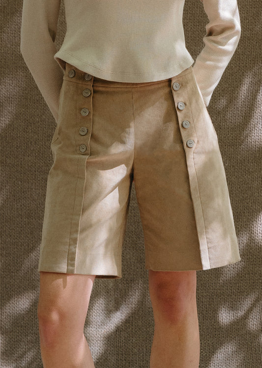 BUTTON-UP SHORTS - SAND