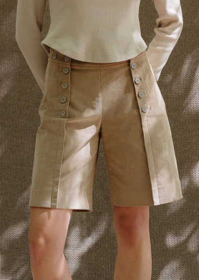 BUTTON-UP SHORTS - SAND