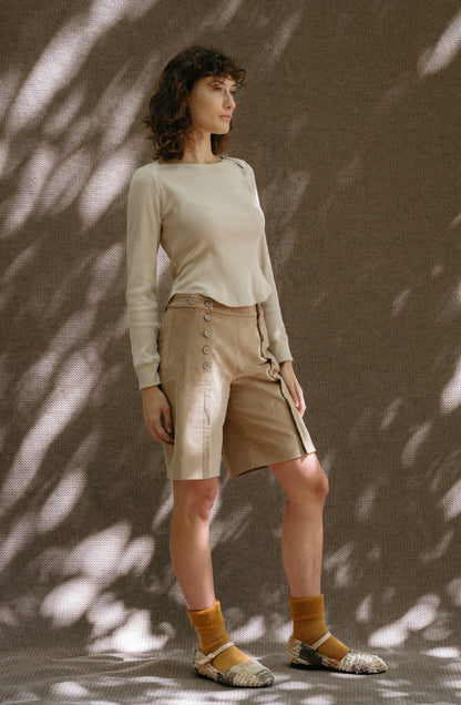 BUTTON-UP SHORTS - SAND