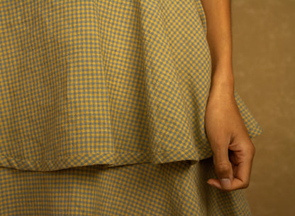 Tiered Skirt - Blue & Yellow Micro Check