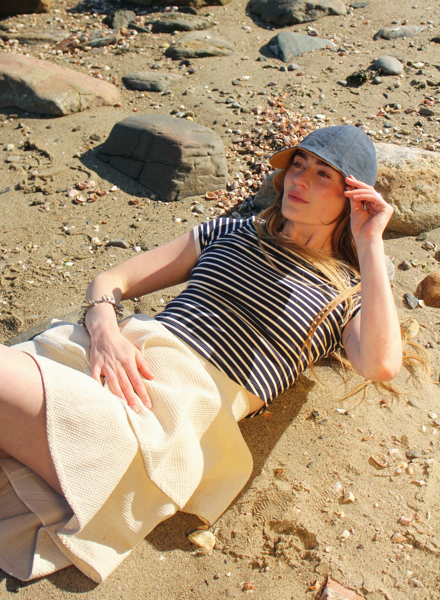Onesie Tee - Navy & Ivory Stripe