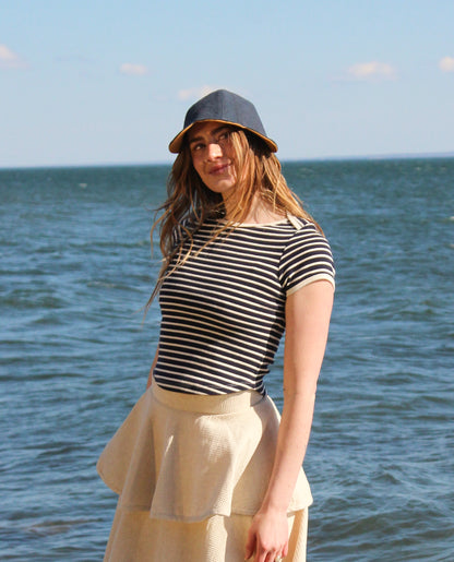 Onesie Tee - Navy & Ivory Stripe